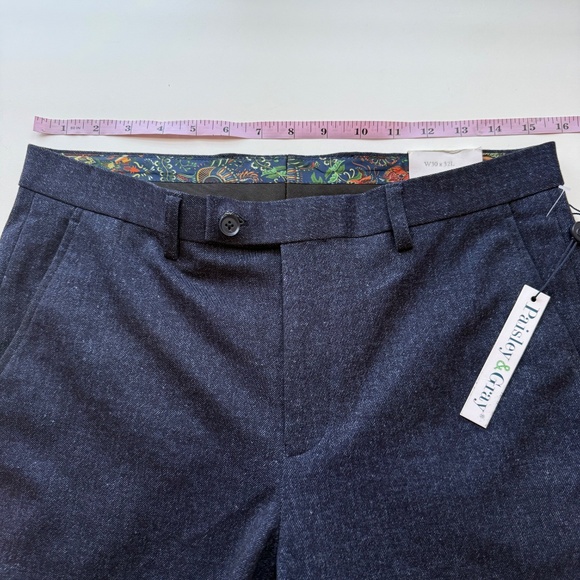 Paisley and Grey Mens Slim Fit Downing Blue Speckle Suit Pants - Picture 11 of 13